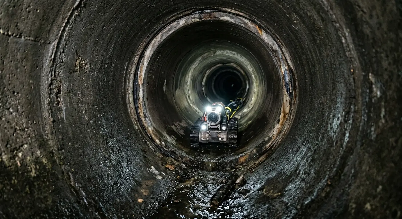 Robotic sewer camera inspecting pipe interior for Sewer Line Repair in Matteson
